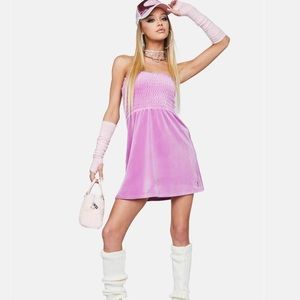 Juicy Couture Smocked Velour Dress size Small in pink (really it’s purple)